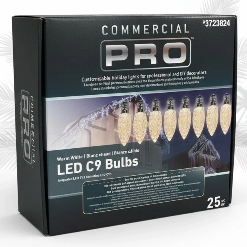COMMERCIAL PRO LED C9 Bulbs Warm White 25 pc Christmas Holiday Lights‎ #3723824